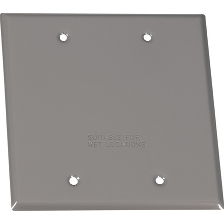 SIGMA ELECTRIC Electrical Box Cover, 2 Gang, Square, Stamped Steel, Blank 14340